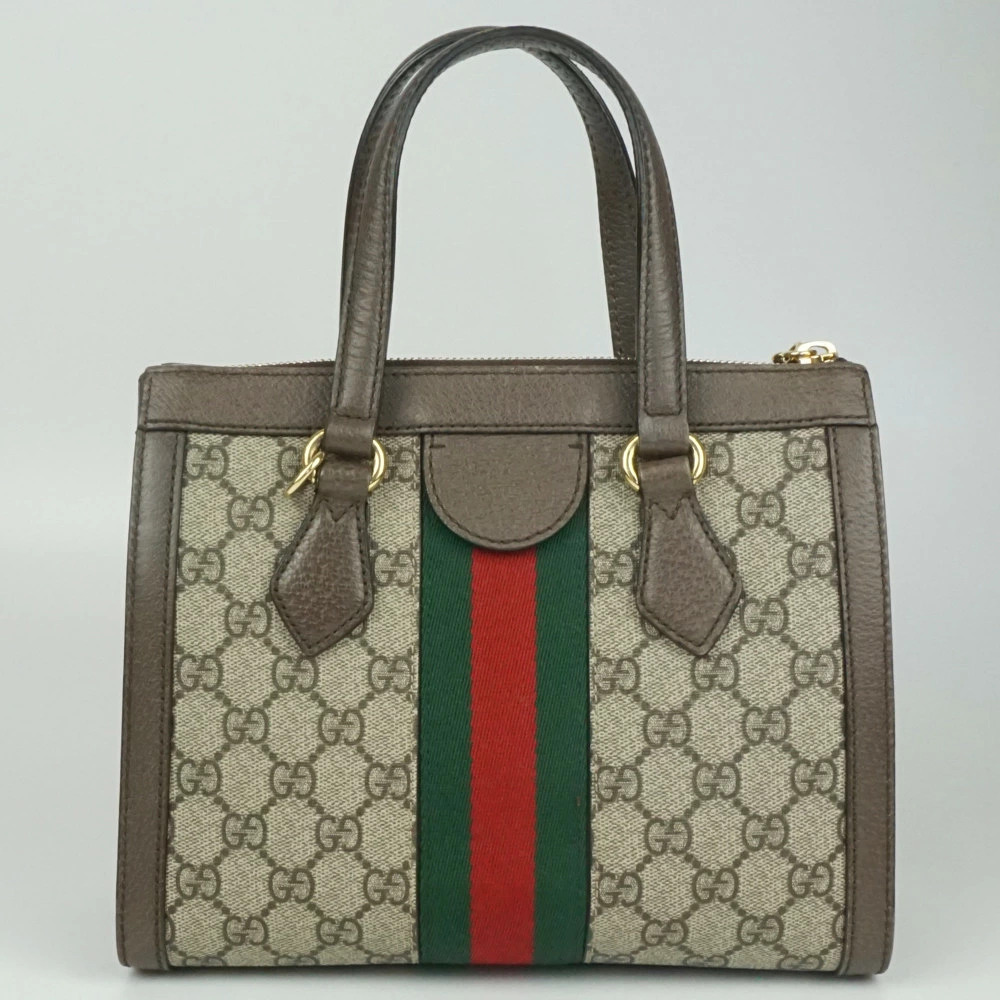 Gucci Ophidia GG Tote Bag Beige Cream Green Red Shoulder Crossbody